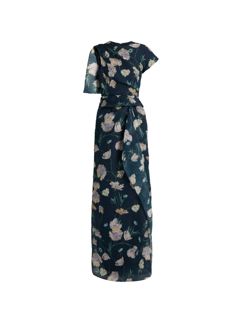 ERDEM floral-print asymmetric gown - Blu