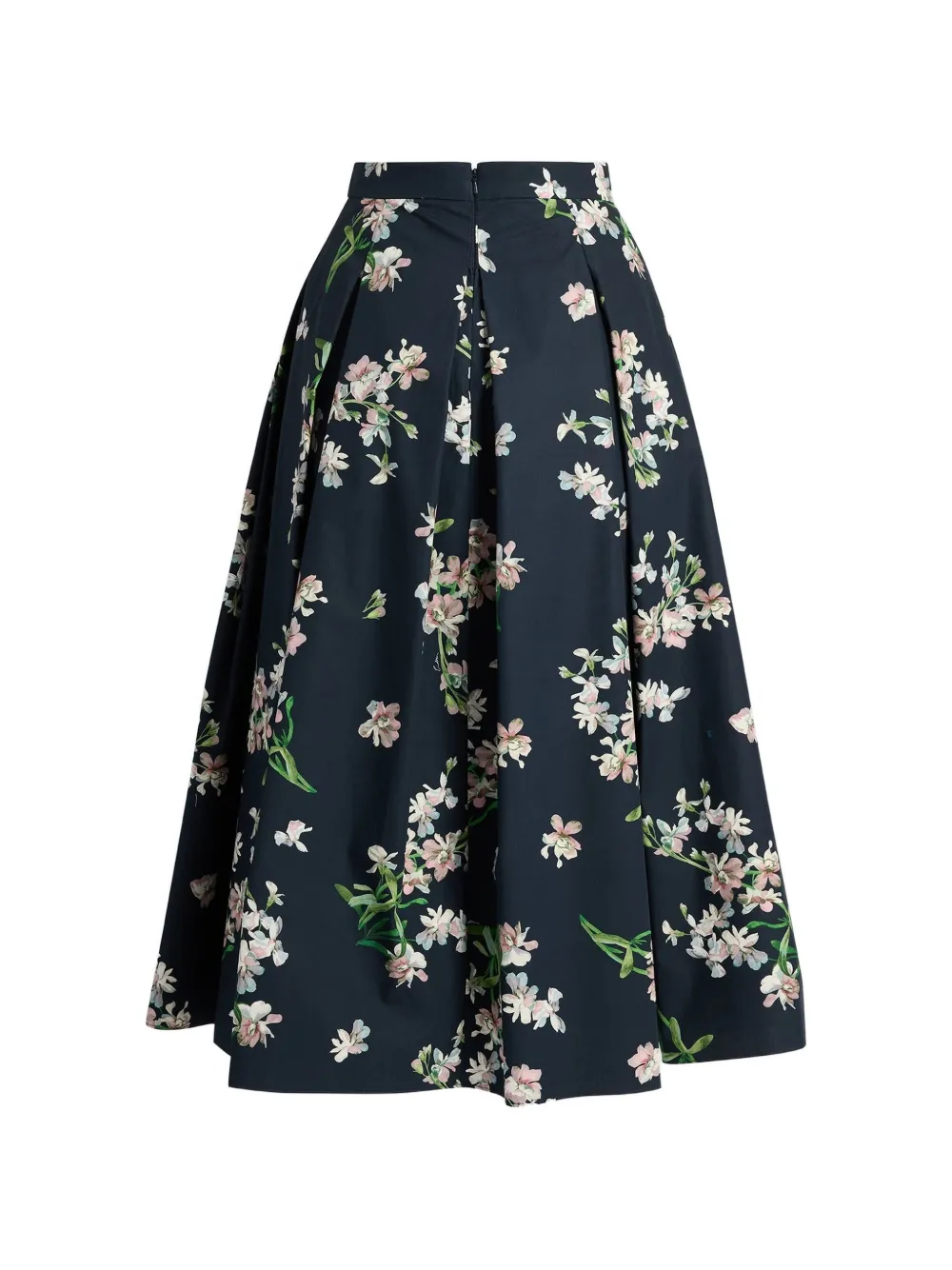 ERDEM floral-print pleated skirt Blauw