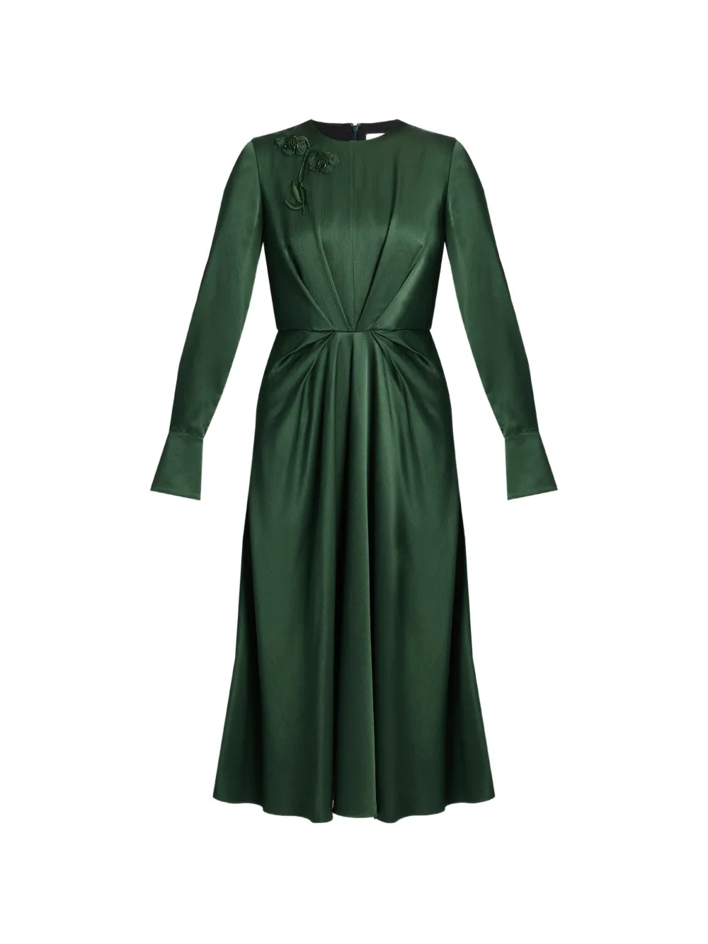 ERDEM satin seersucker draped dress - Green