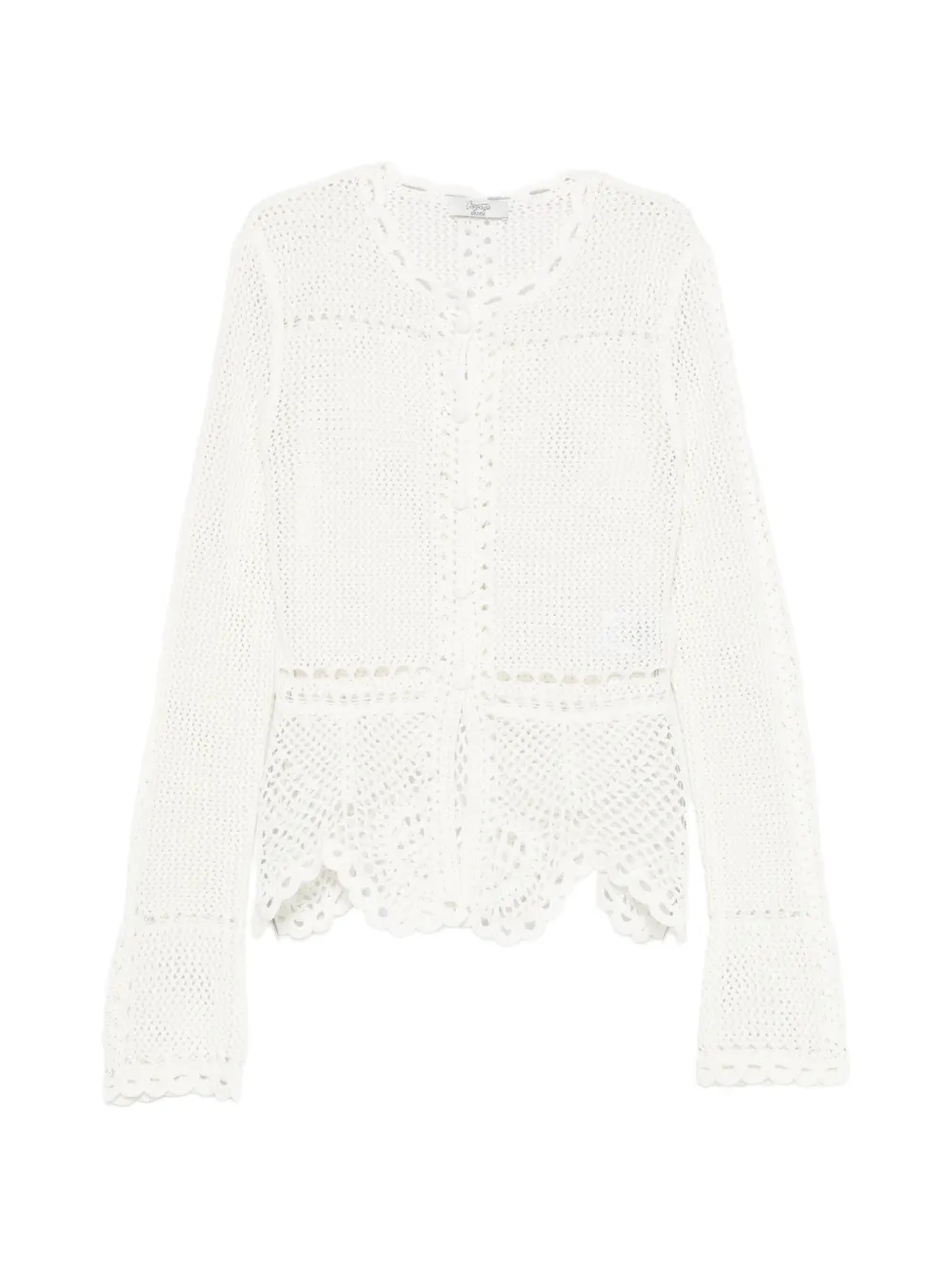 ERDEM crochet-knit peplum cardigan - Bianco