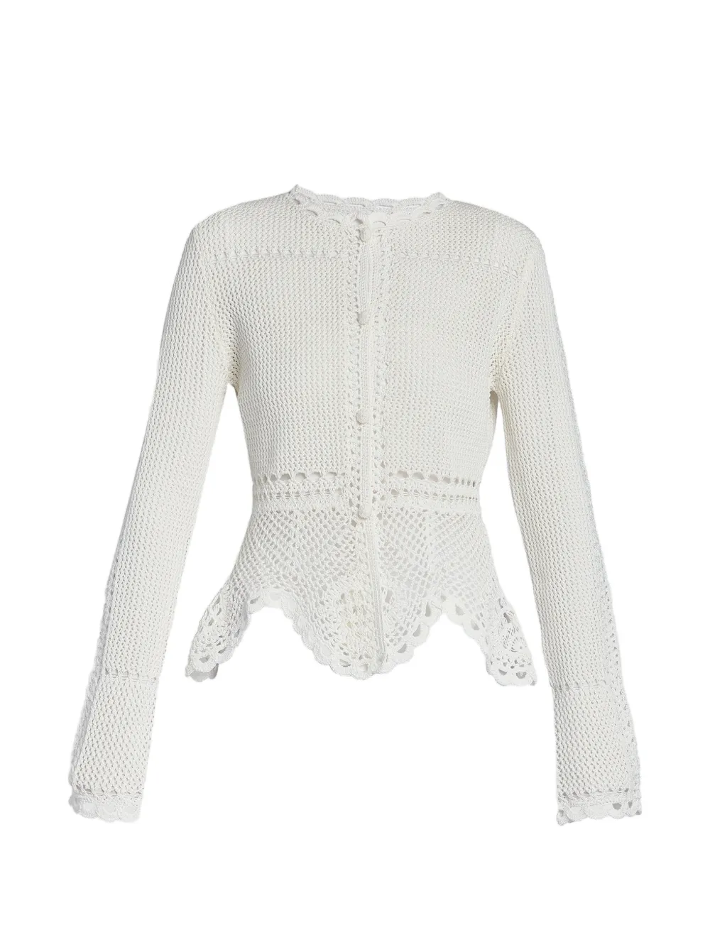 ERDEM crochet-knit peplum cardigan - Bianco
