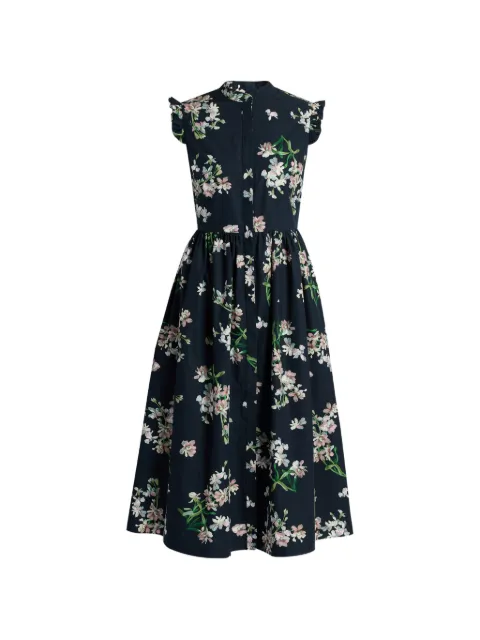 ERDEM midi flæsekjole med blomstertryk
