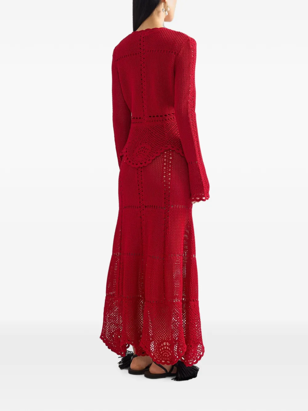 ERDEM Gehaakt peplum vest Rood