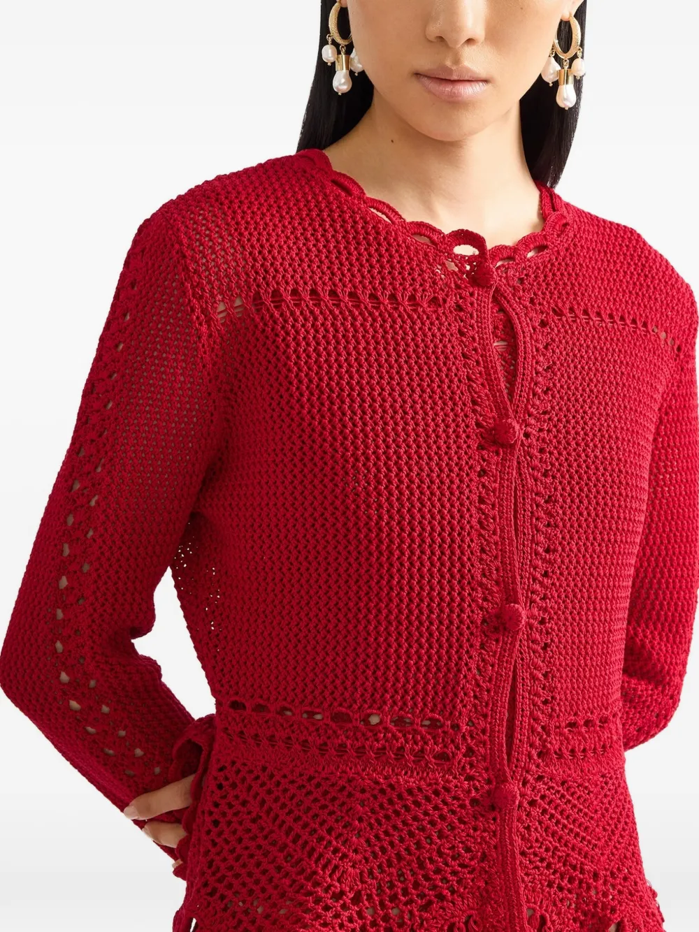 ERDEM Gehaakt peplum vest Rood