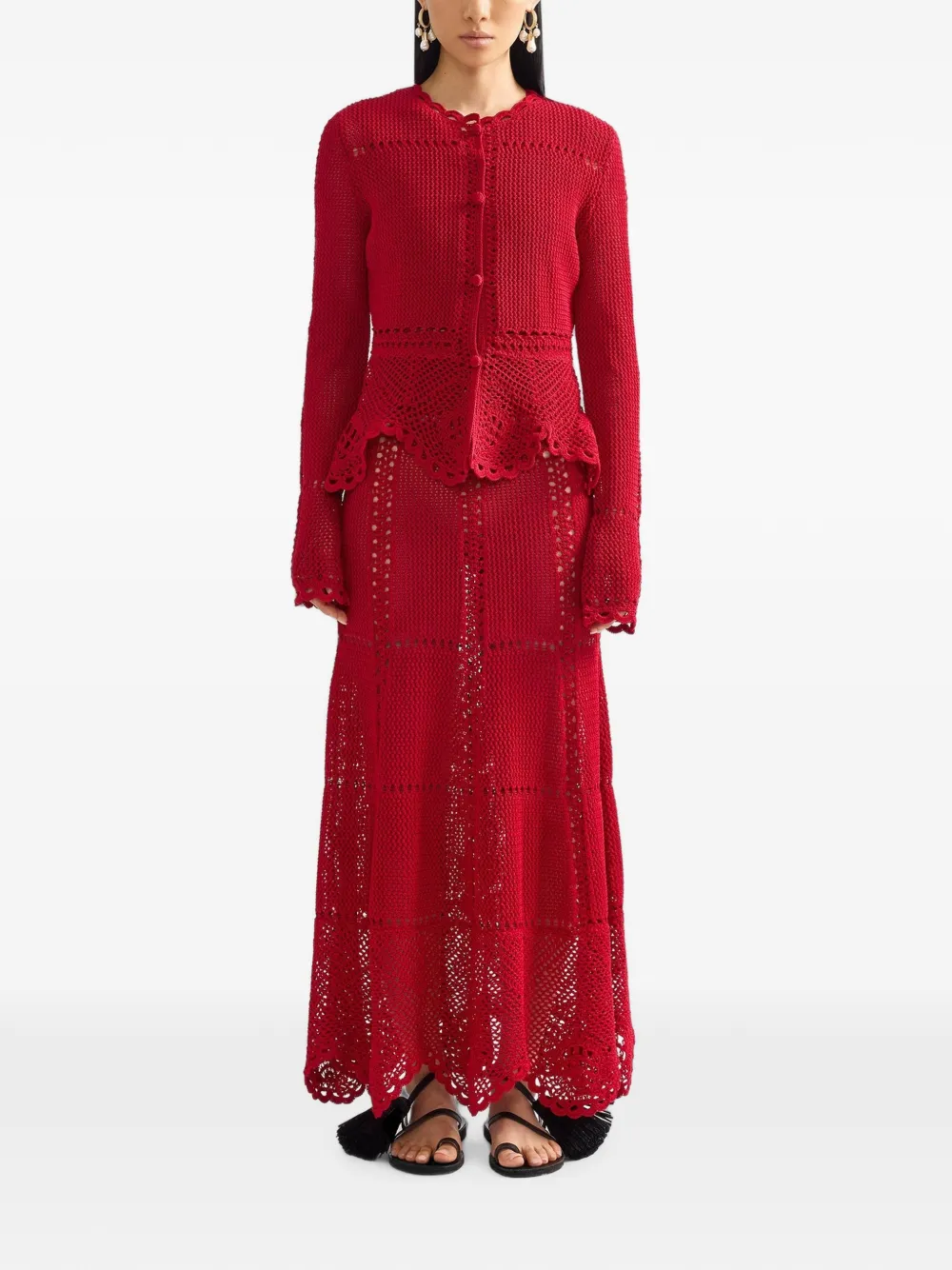 ERDEM Gehaakt peplum vest Rood