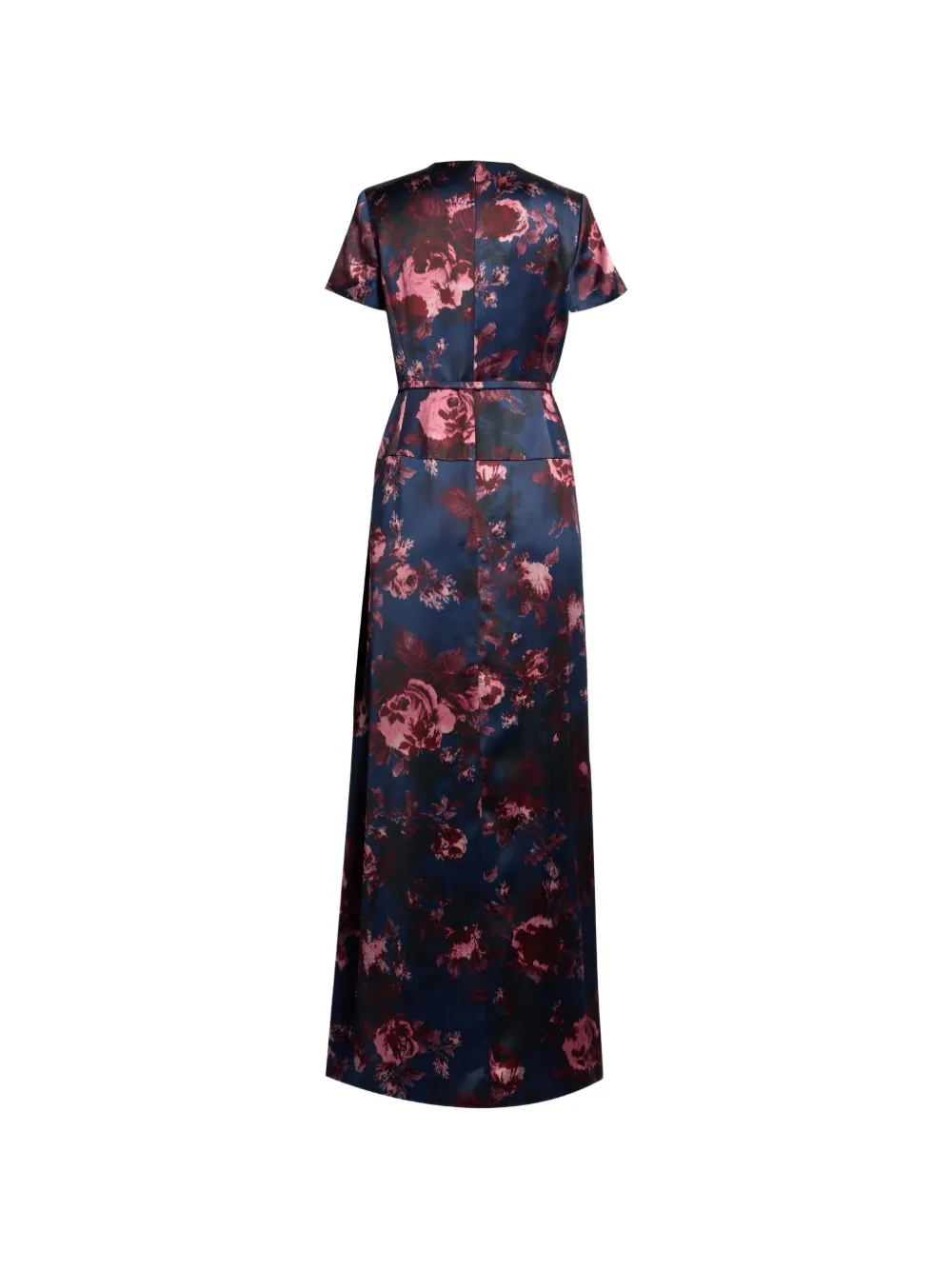 ERDEM floral-print belted gown Blauw