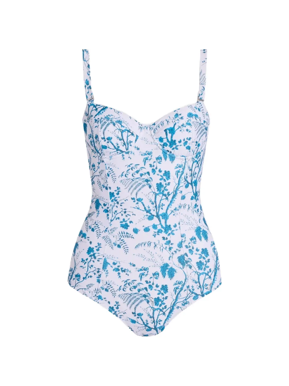 ERDEM botanical-print swimsuit - Bianco