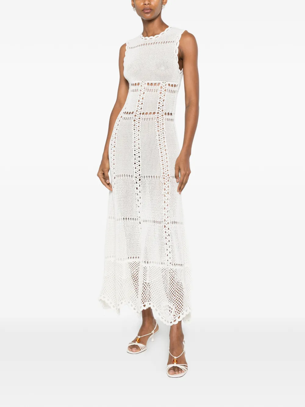 ERDEM crochet-knit midi dress Wit
