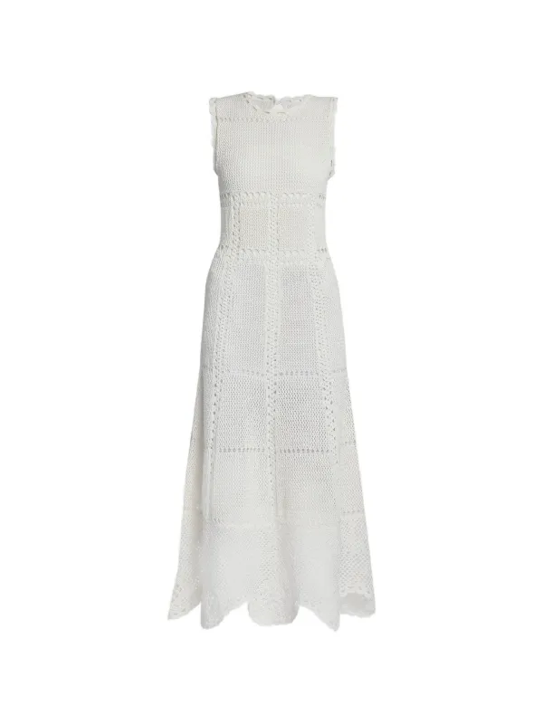 Erdem Crochet-knit Midi Dress in White