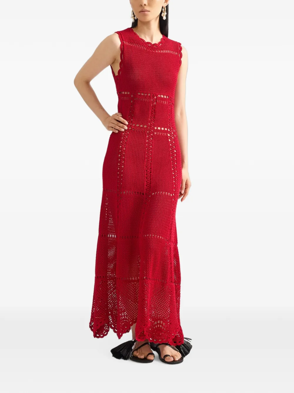 ERDEM Gehaakte midi-jurk Rood