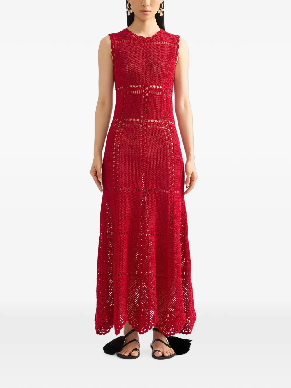 ERDEM Gehaakte midi-jurk Rood