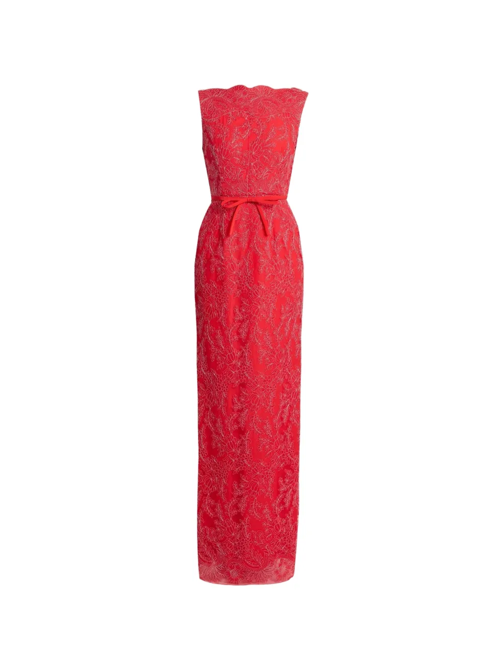 Erdem Floral-lace Sleeveless Gown In Red