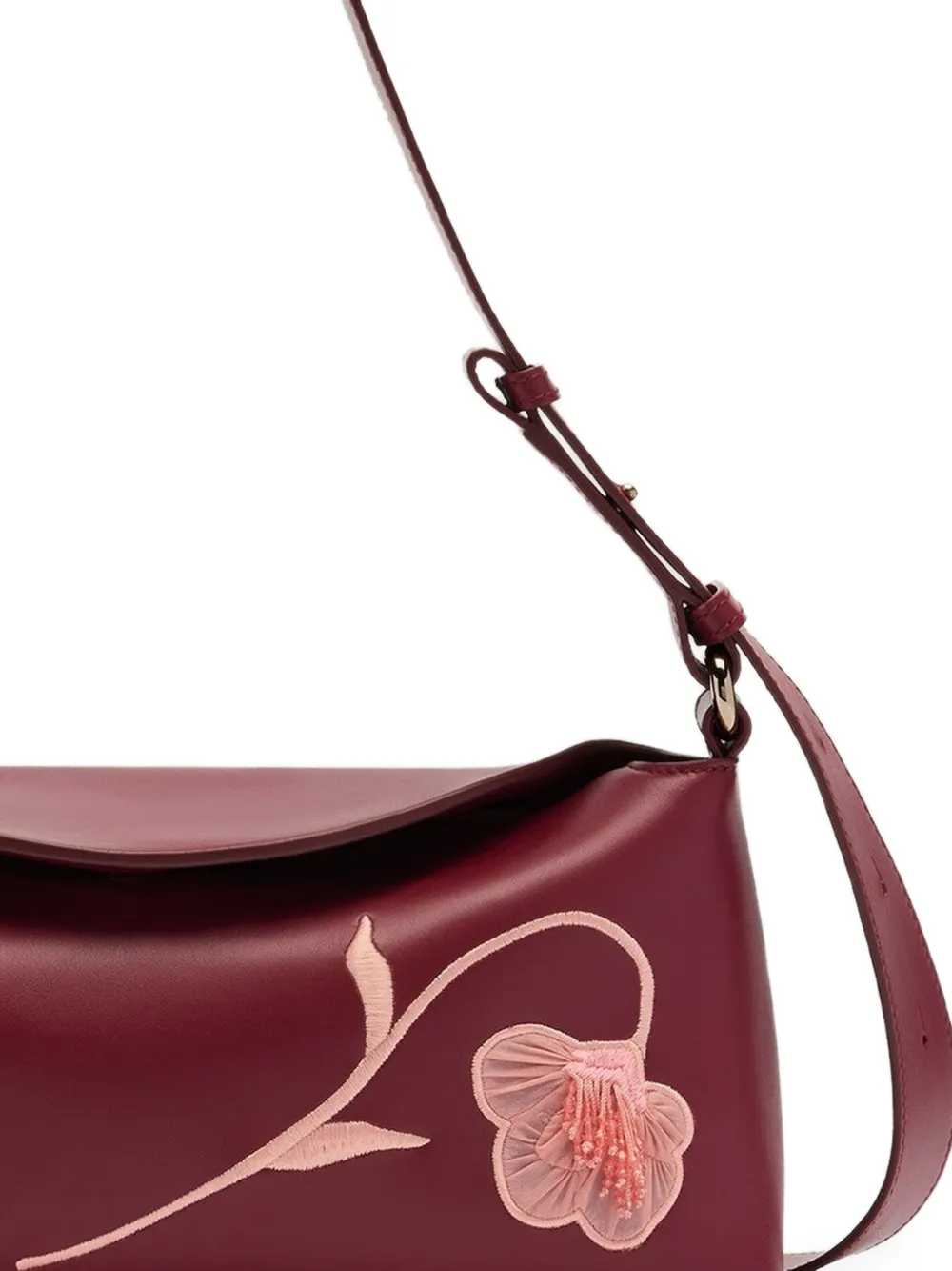 ERDEM Bloom embroidered leather East West bag Rood