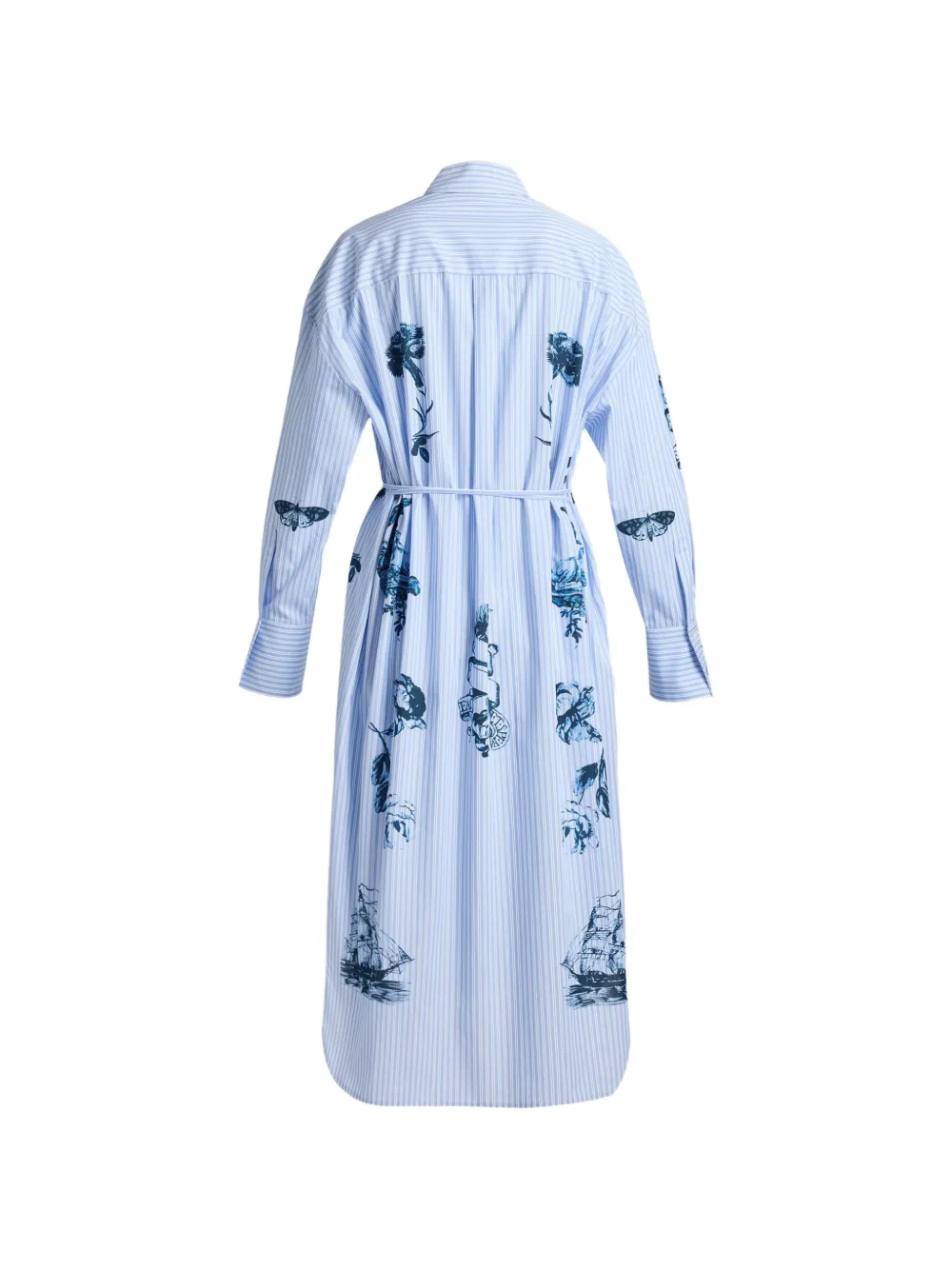 ERDEM Tattoo Toile De Jouy stripe shirt dress Blauw