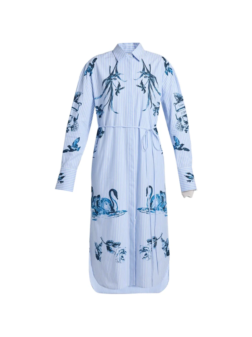 ERDEM Tattoo Toile De Jouy stripe shirt dress - Blu