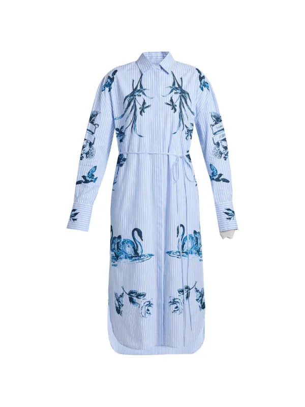 blue toile de jouy dress ERDEM Size:16 (XXLARGE) The basic materials over the knee Ultra Sparkle Long Sleeve