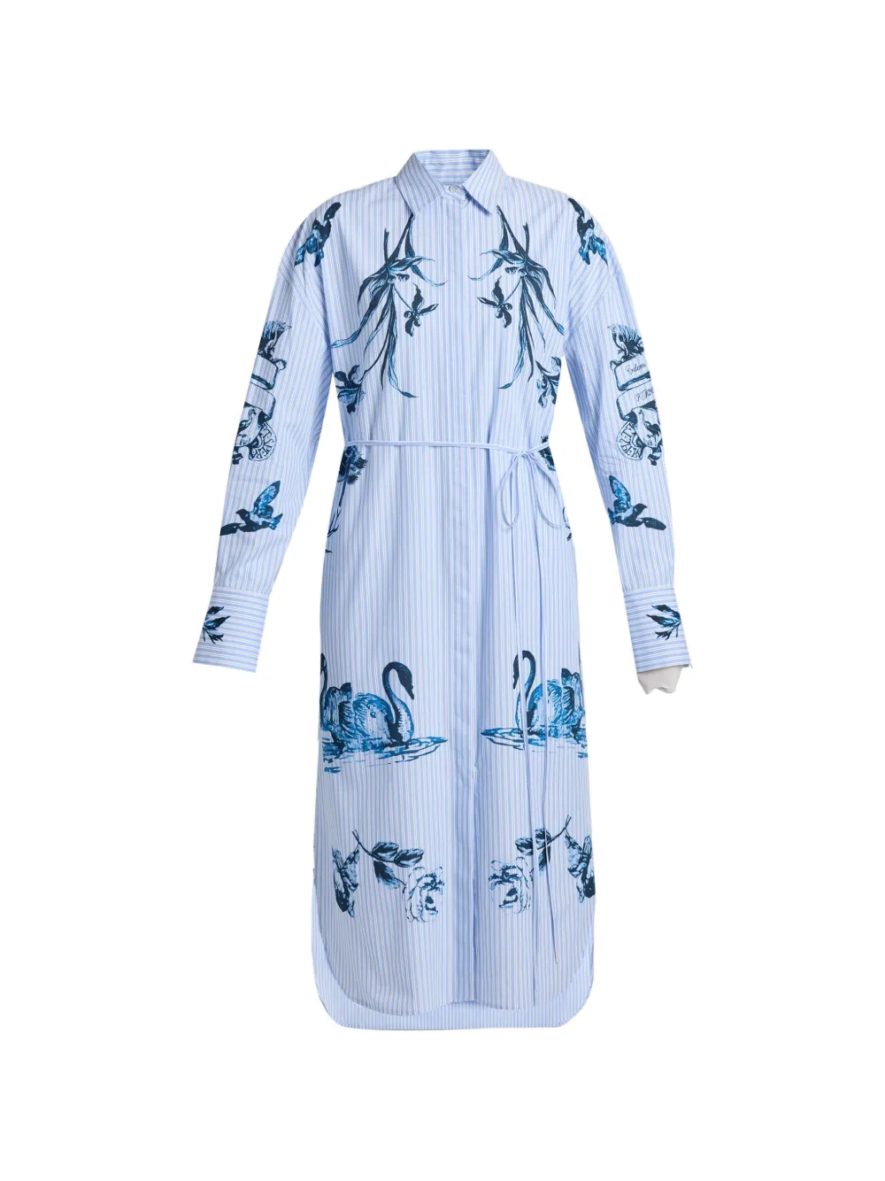 ERDEM striped midi shirt dress Blauw