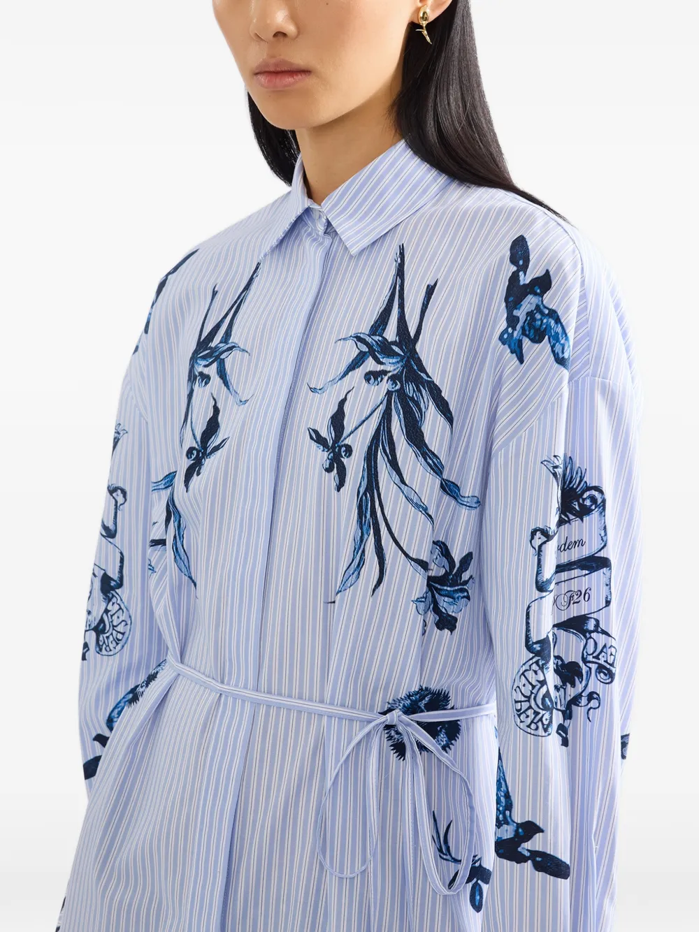 ERDEM striped midi shirt dress Blauw
