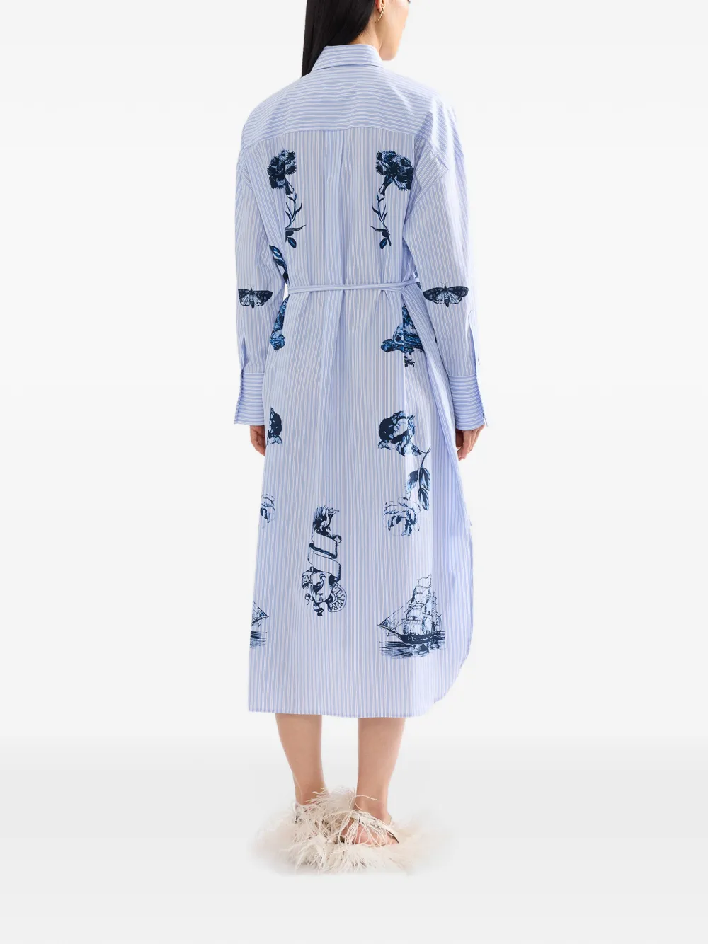 ERDEM striped midi shirt dress Blauw