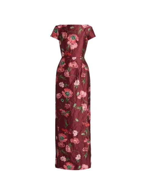 ERDEM floral-print textured-satin gown