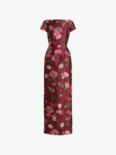 ERDEM floral-print textured-satin gown