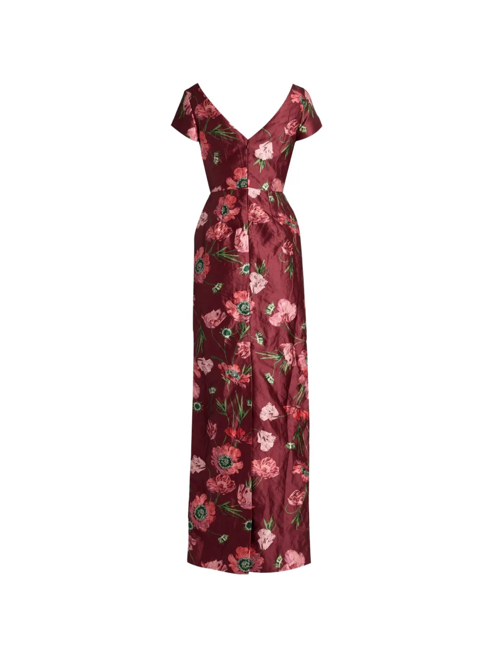 ERDEM floral-print textured-satin gown Rood