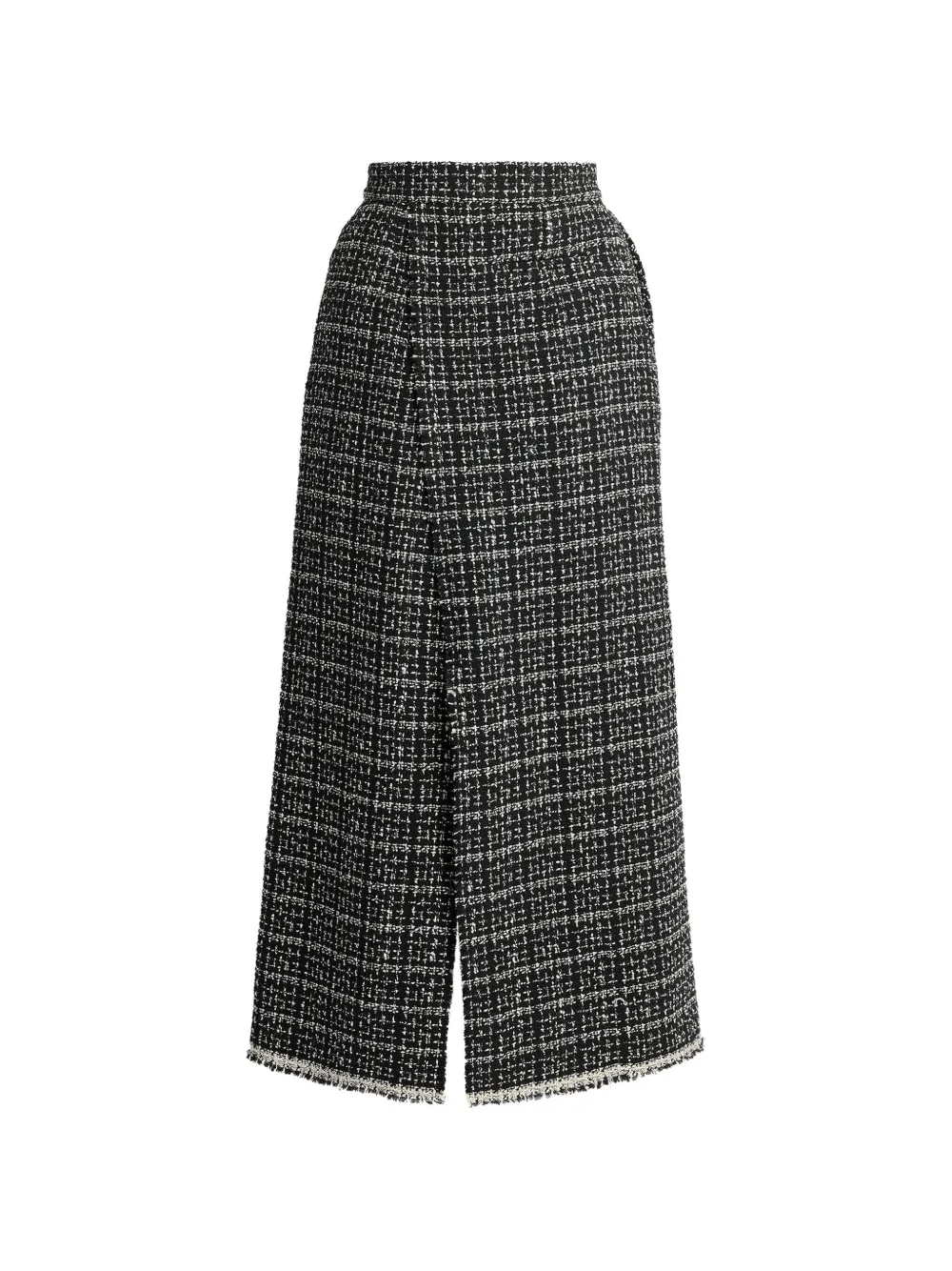 ERDEM tweed frayed-edge pencil midi skirt Zwart