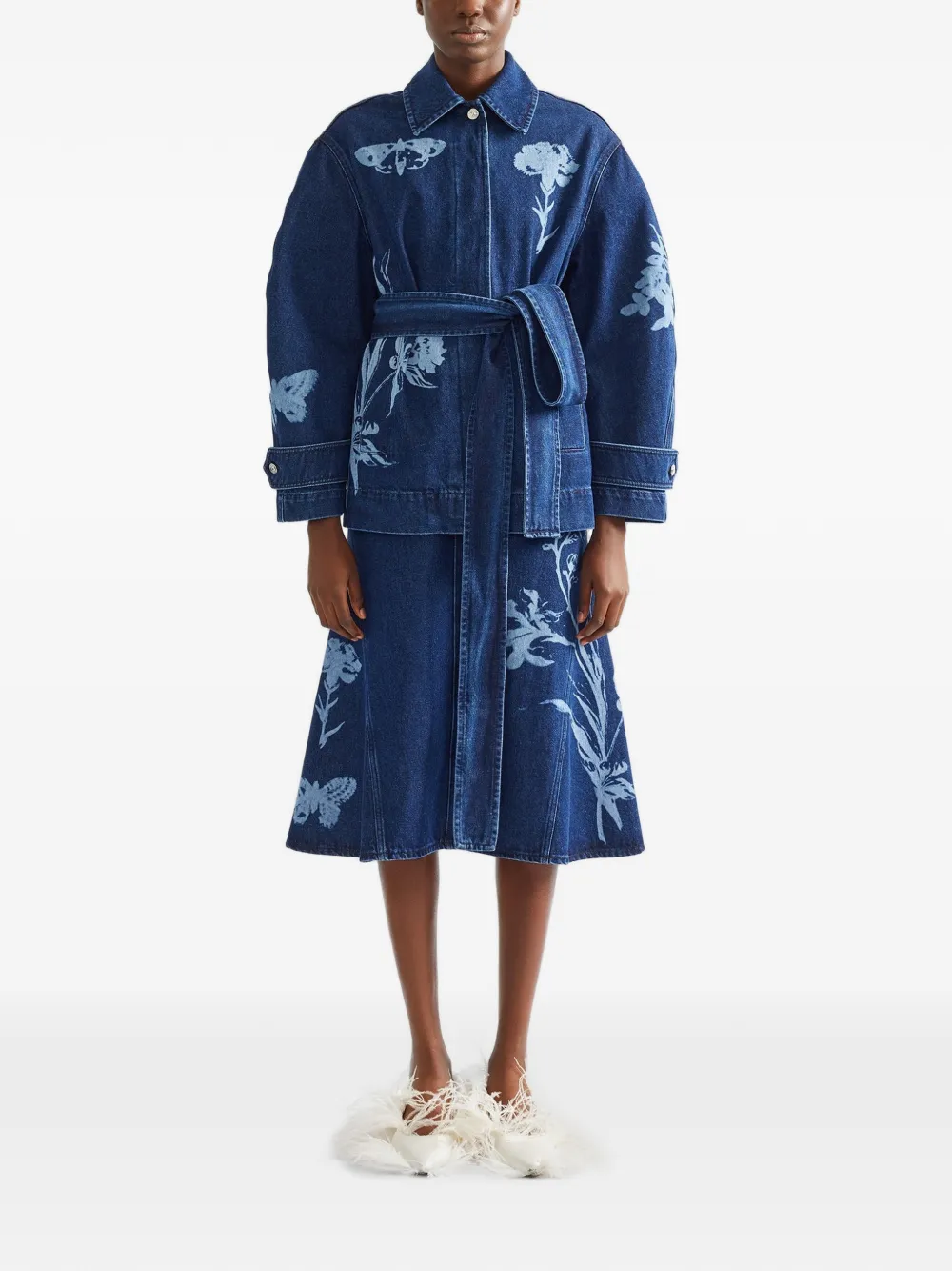 ERDEM Denim jack met bloemenprint Blauw