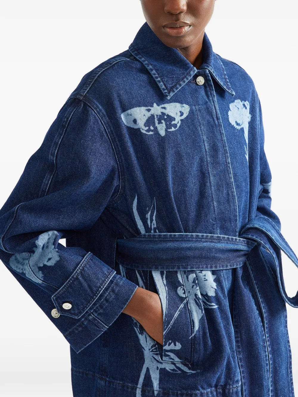 ERDEM Denim jack met bloemenprint Blauw
