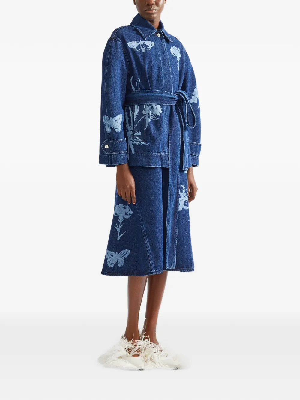 ERDEM Denim jack met bloemenprint Blauw