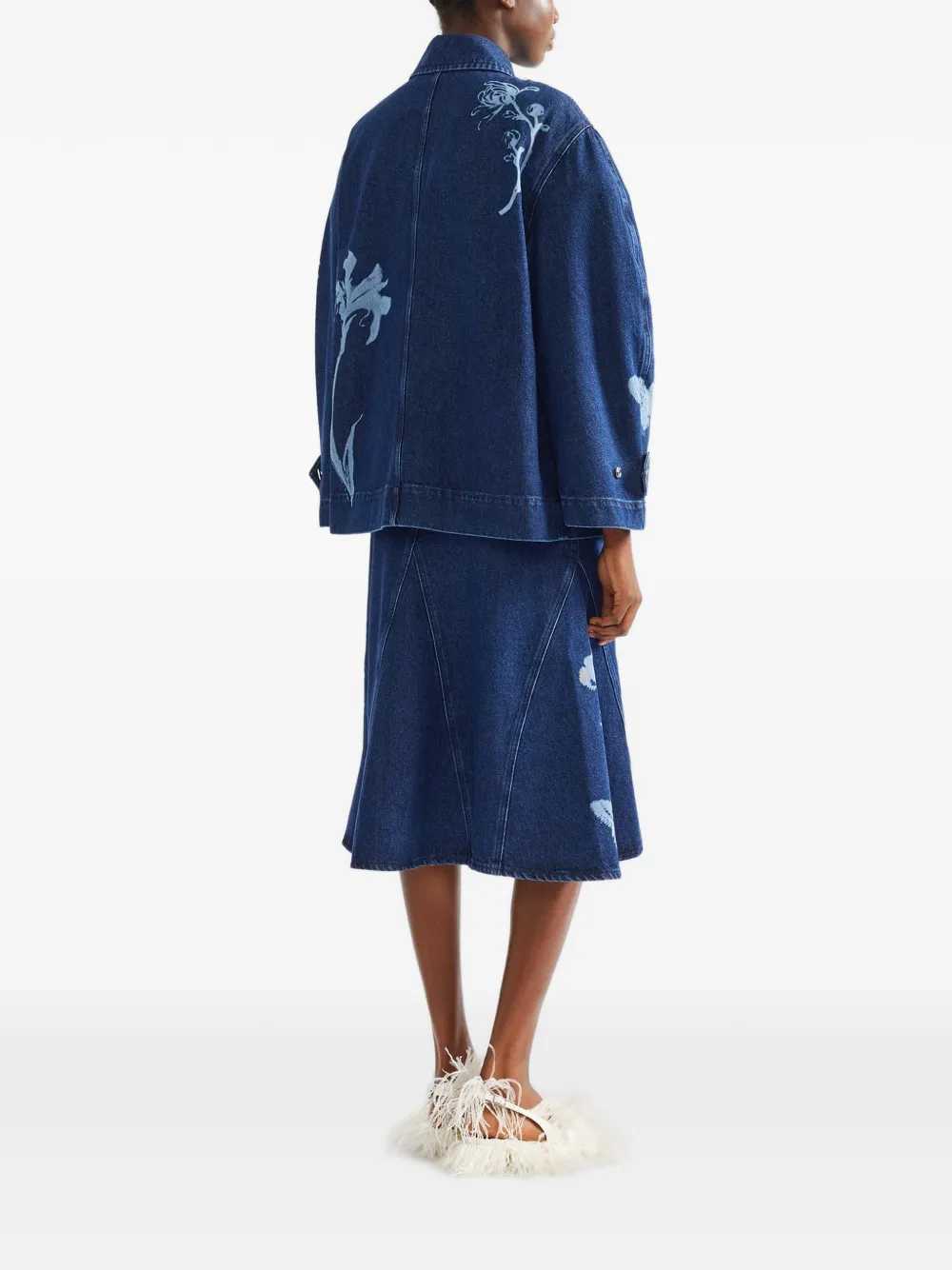 ERDEM Denim jack met bloemenprint Blauw