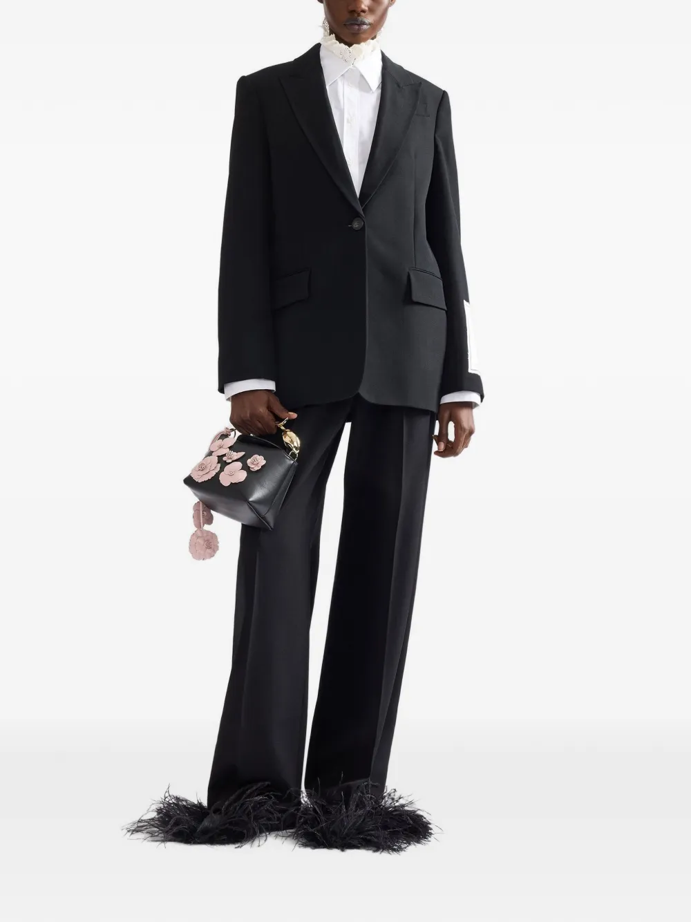 ERDEM grain-de-poudre single-breasted blazer Zwart