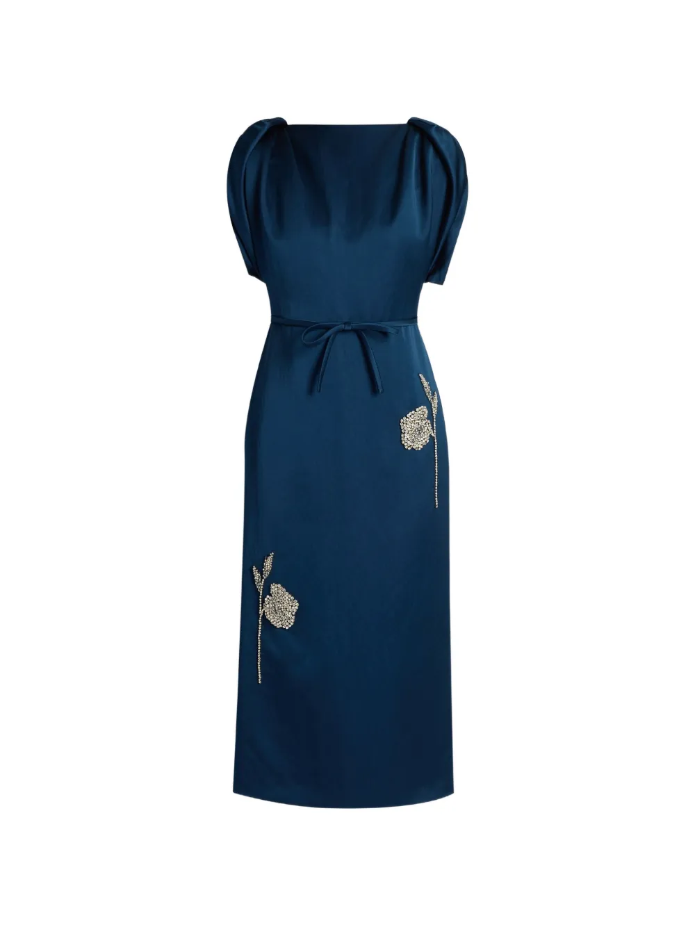ERDEM embroidered satin midi party dress - Blue