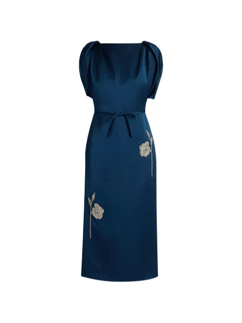 ERDEM embroidered satin midi party dress