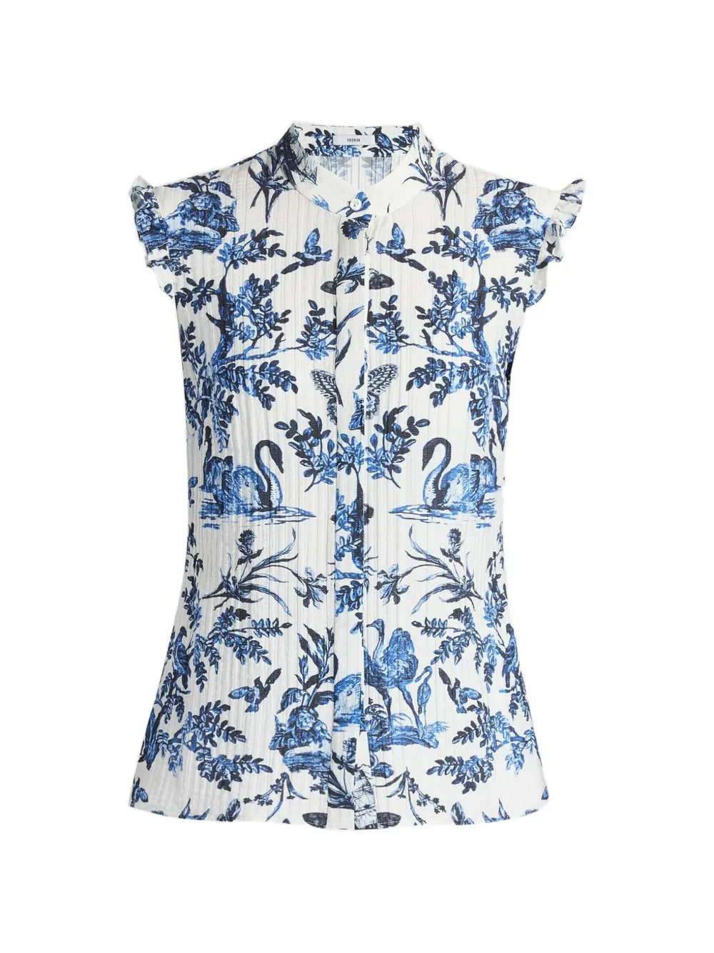 ERDEM crinkled jacquard sleeveless blouse - Blu