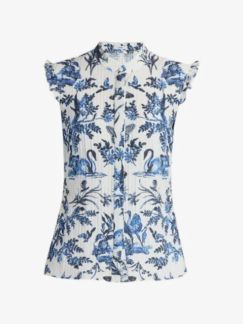 ERDEM crinkled jacquard sleeveless blouse