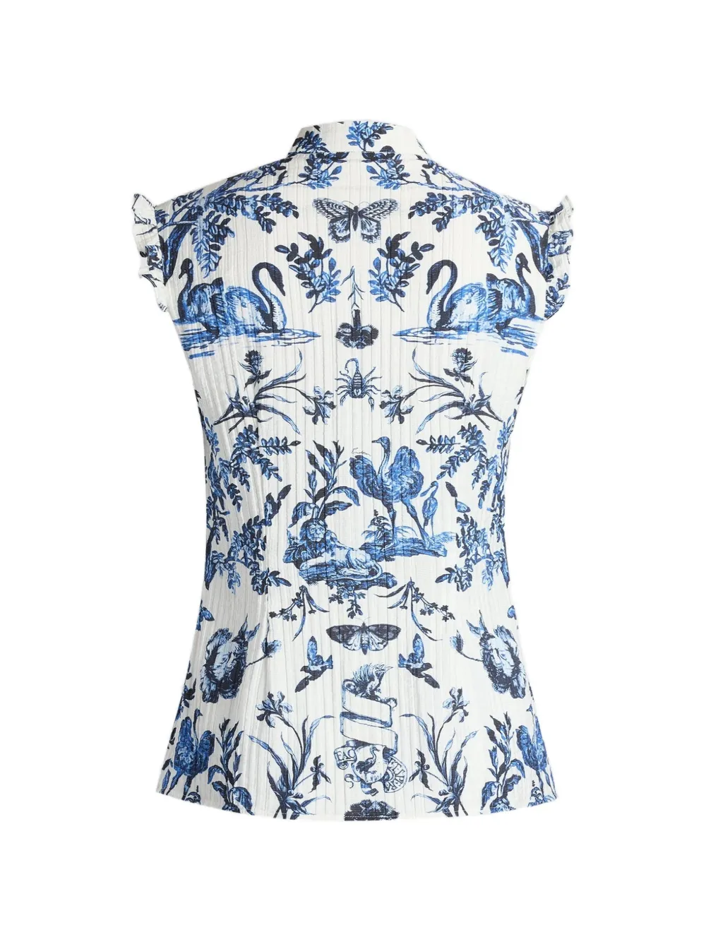 ERDEM crinkled jacquard sleeveless blouse Blauw