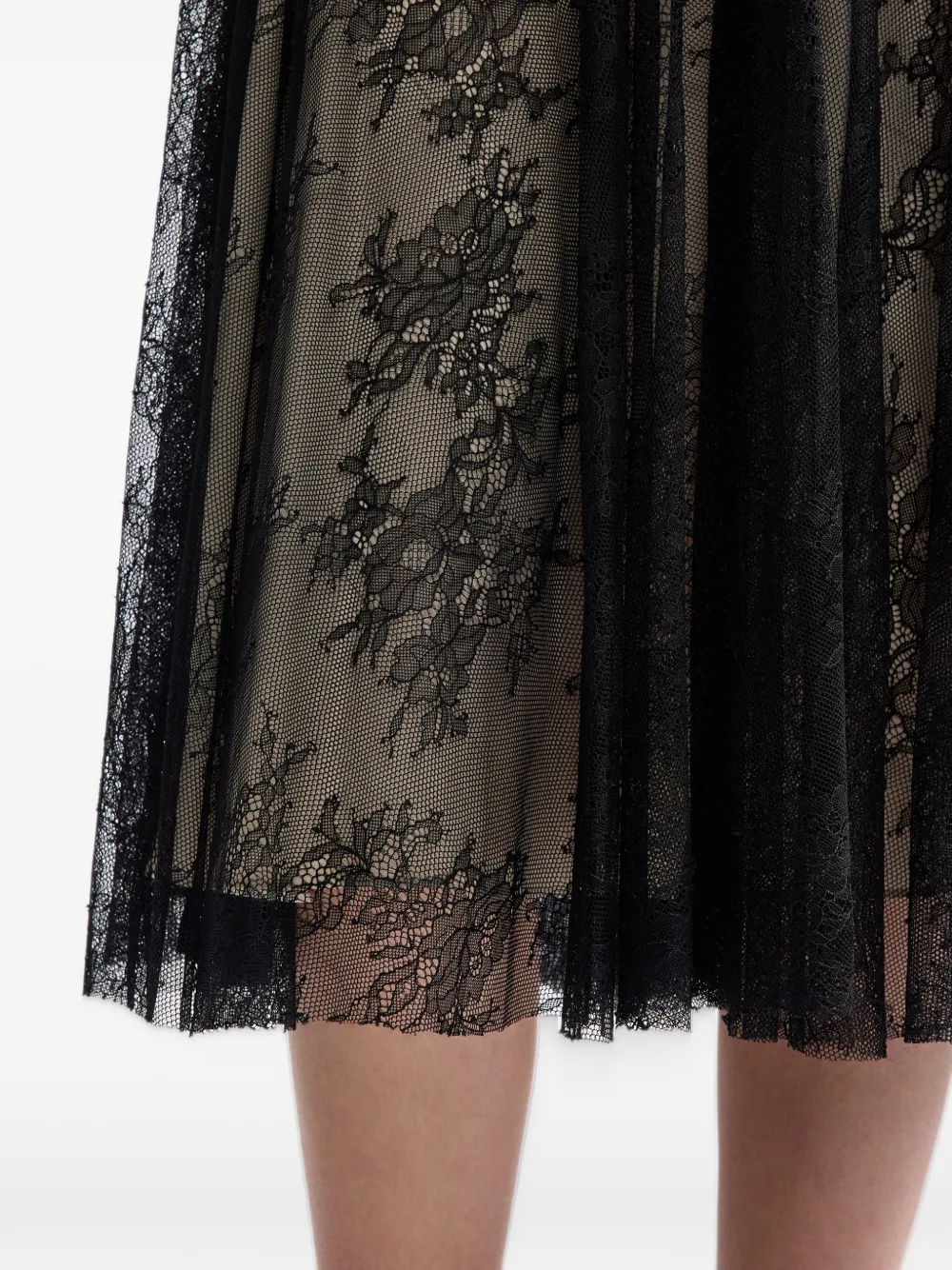 ERDEM floral-lace short-sleeve midi dress Zwart