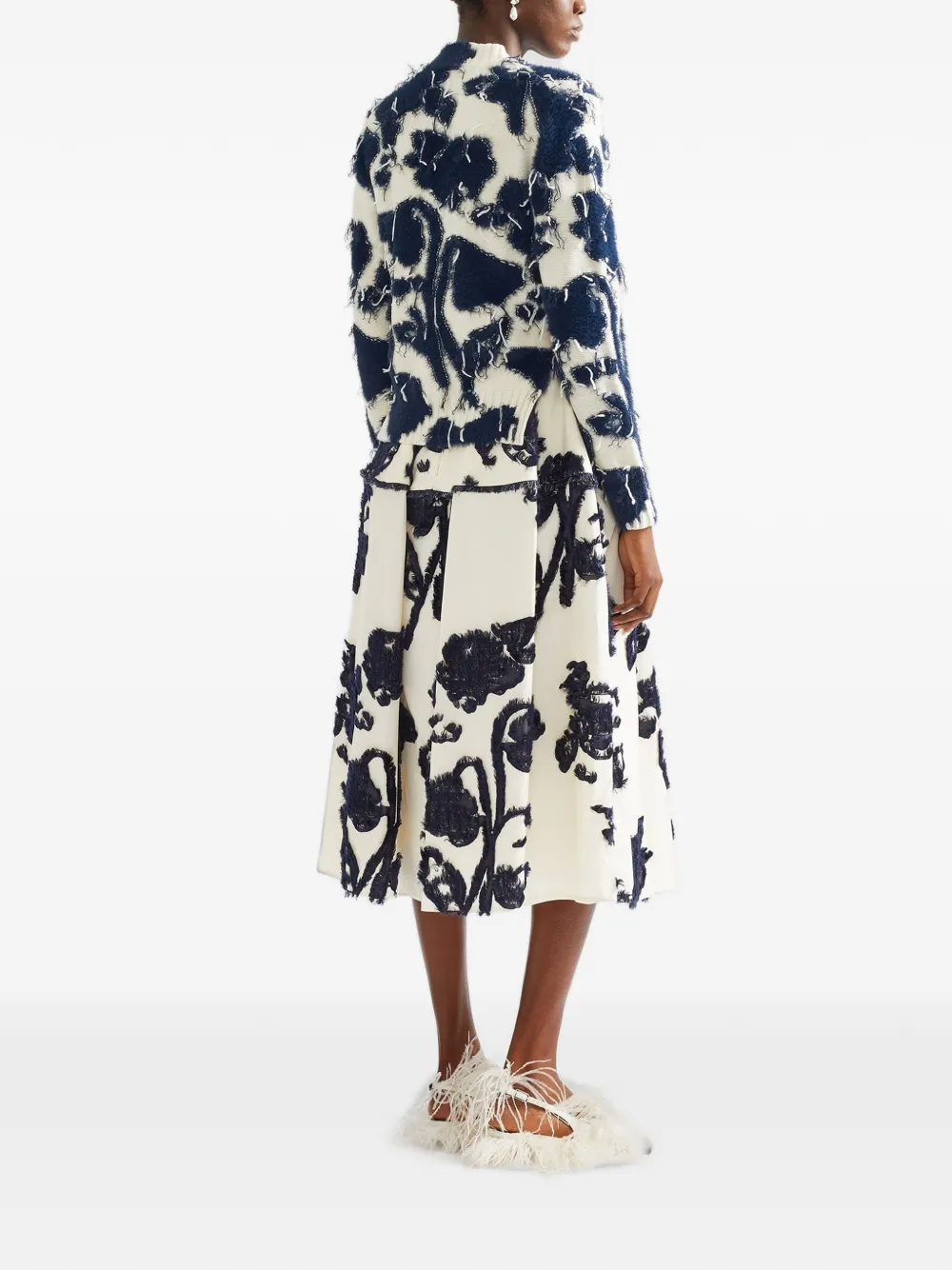 ERDEM fil coupé poplin midi skirt Beige
