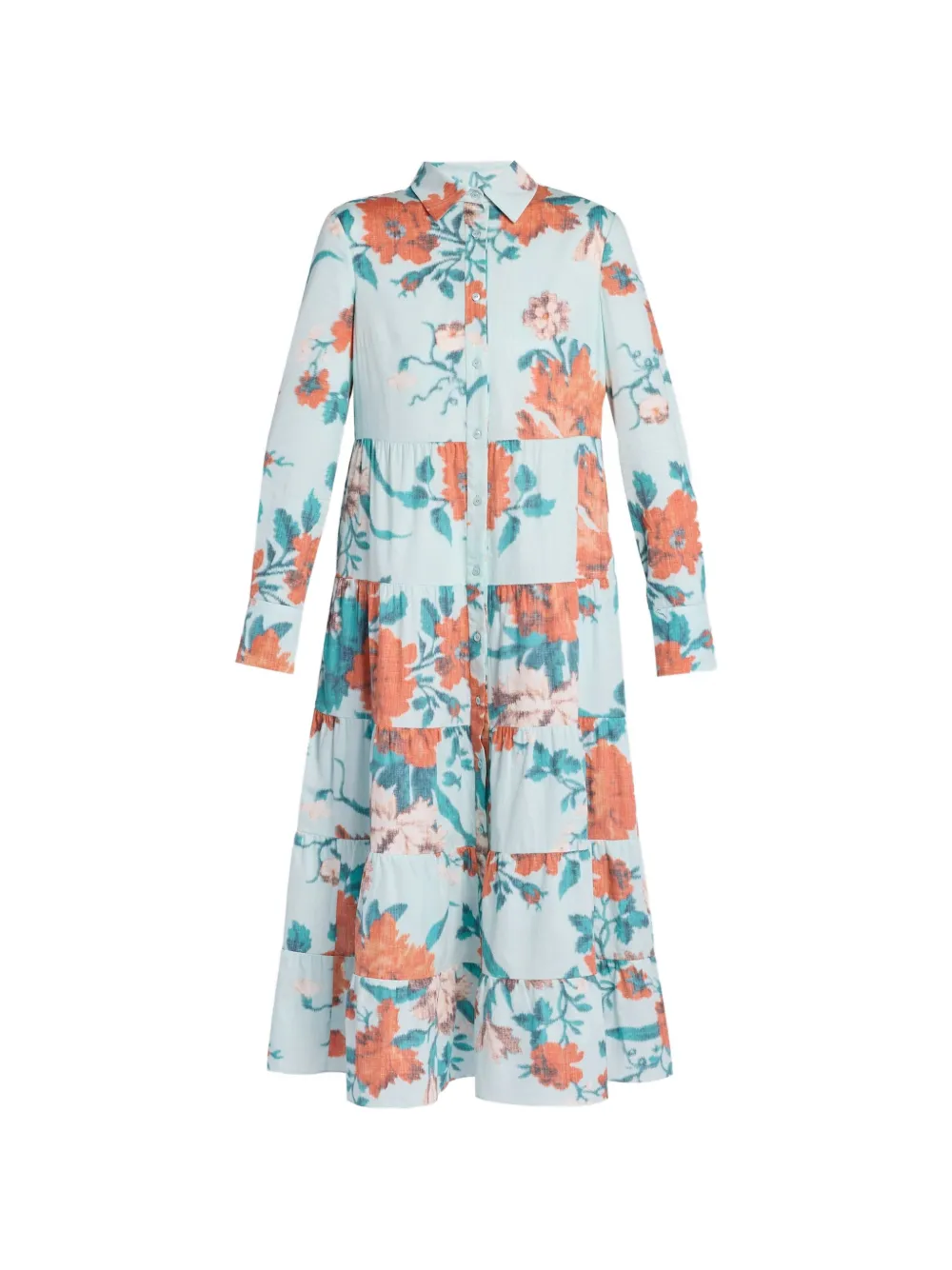 ERDEM floral-print tiered dress - Blu