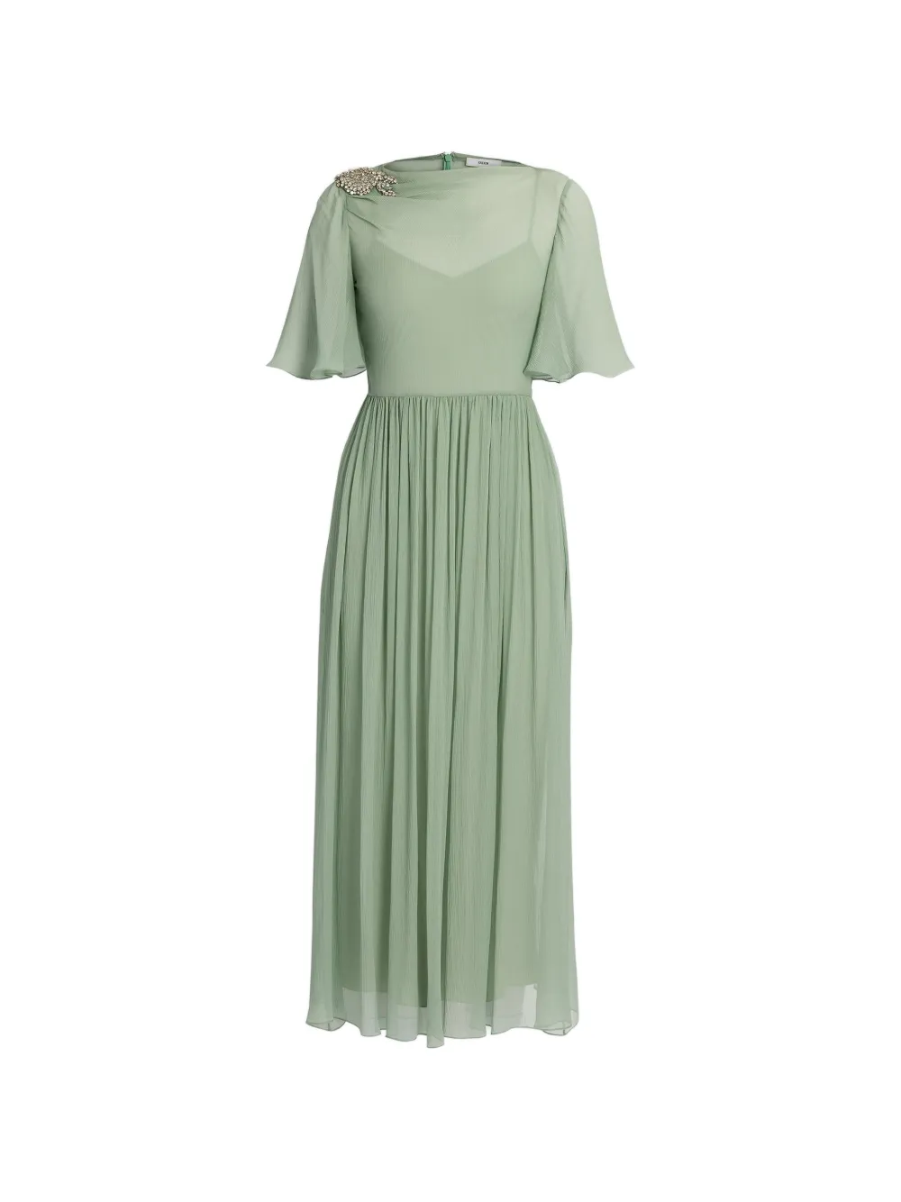ERDEM embellished silk-creponne dress - Verde
