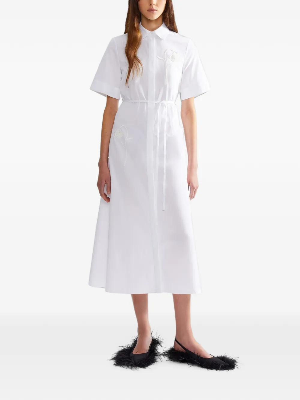 ERDEM embroidered midi dress Wit