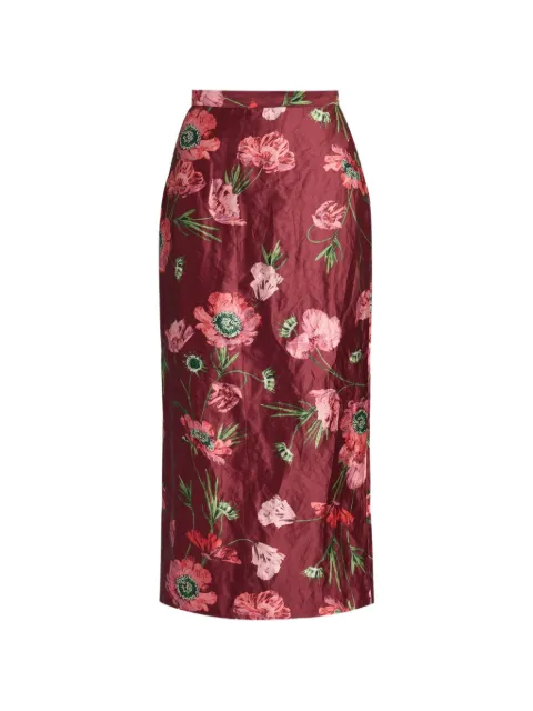 ERDEM — floral-print textured-satin skirt