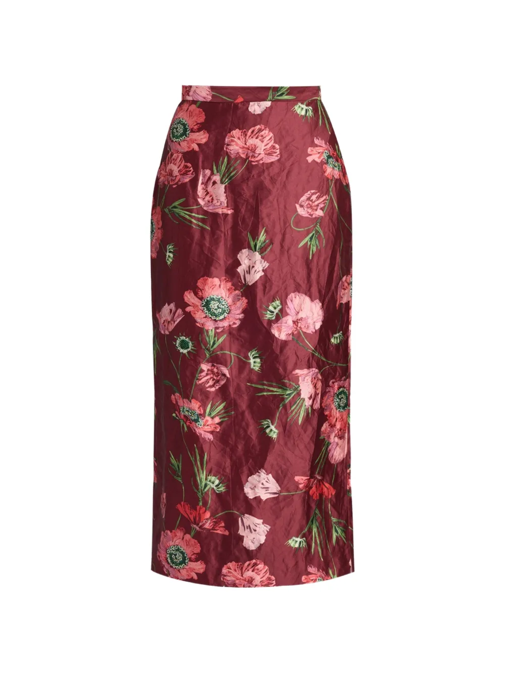 ERDEM floral-print textured-satin midi skirt