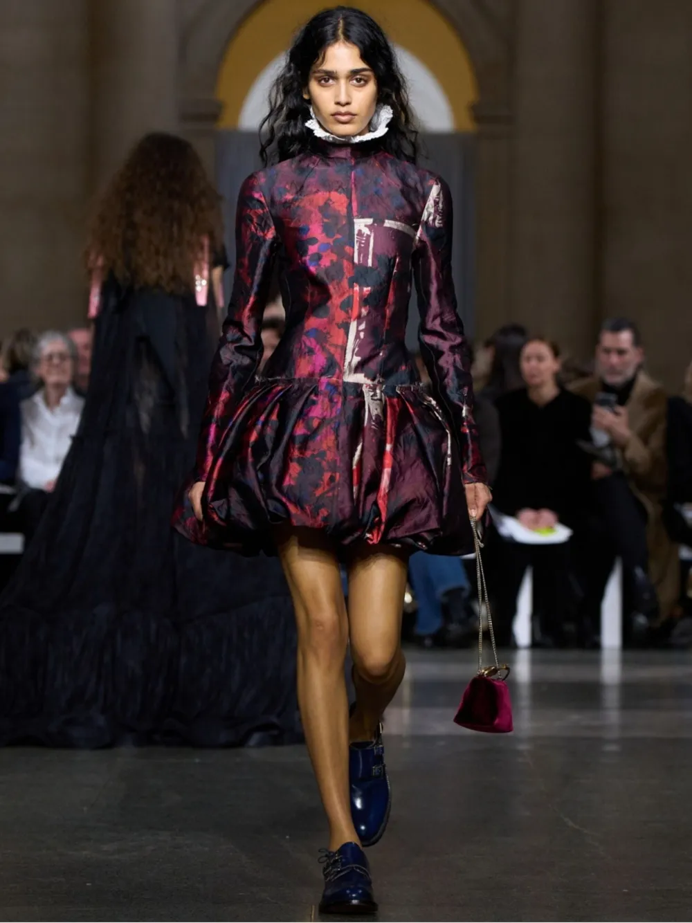 ERDEM floral-print dropped-waist dress Rood