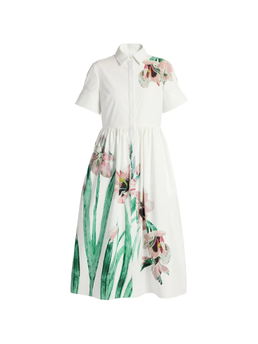 ERDEM floral-print cotton midi dress - Bianco