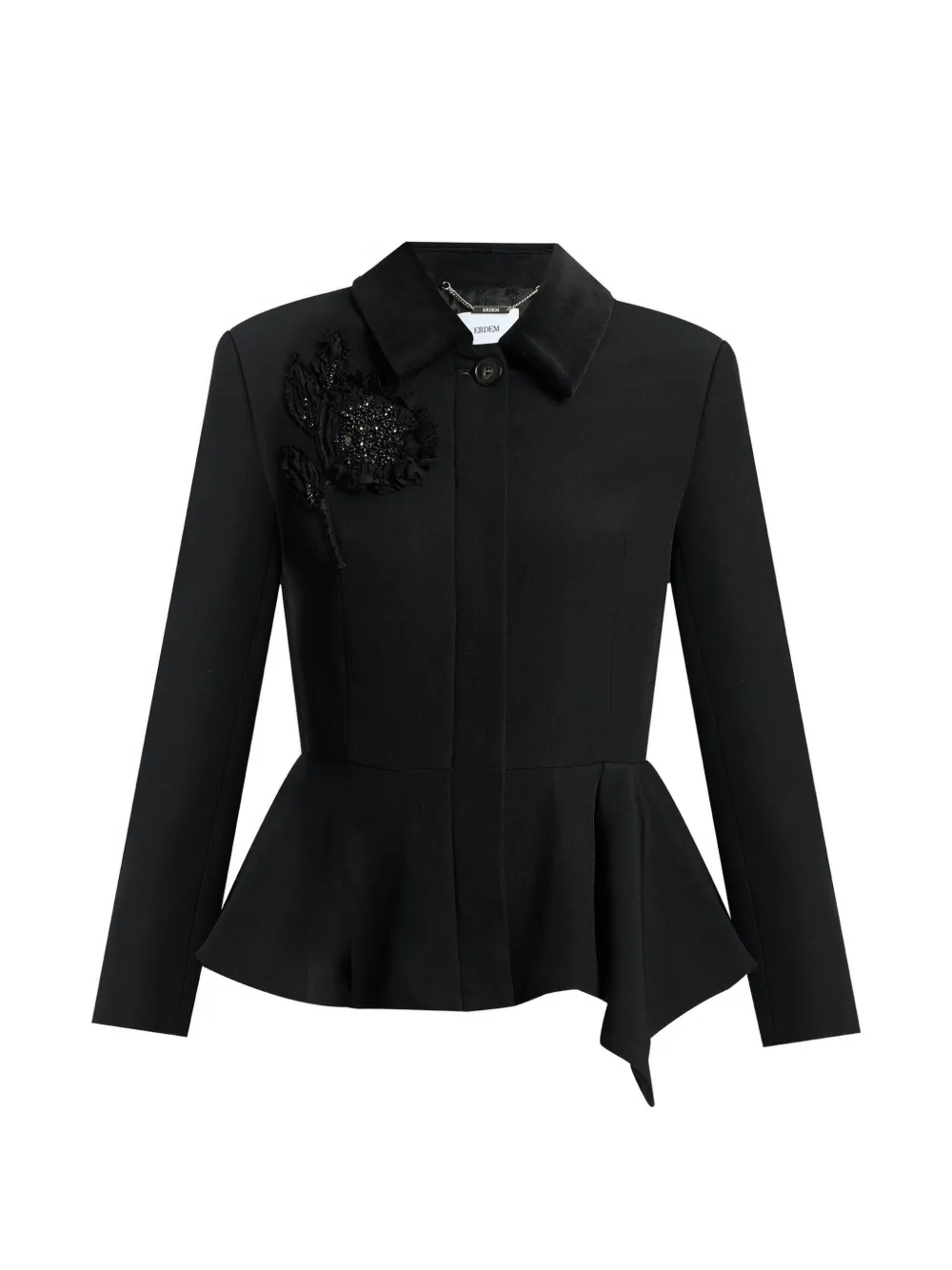 ERDEM embroidered peplum jacket - Nero