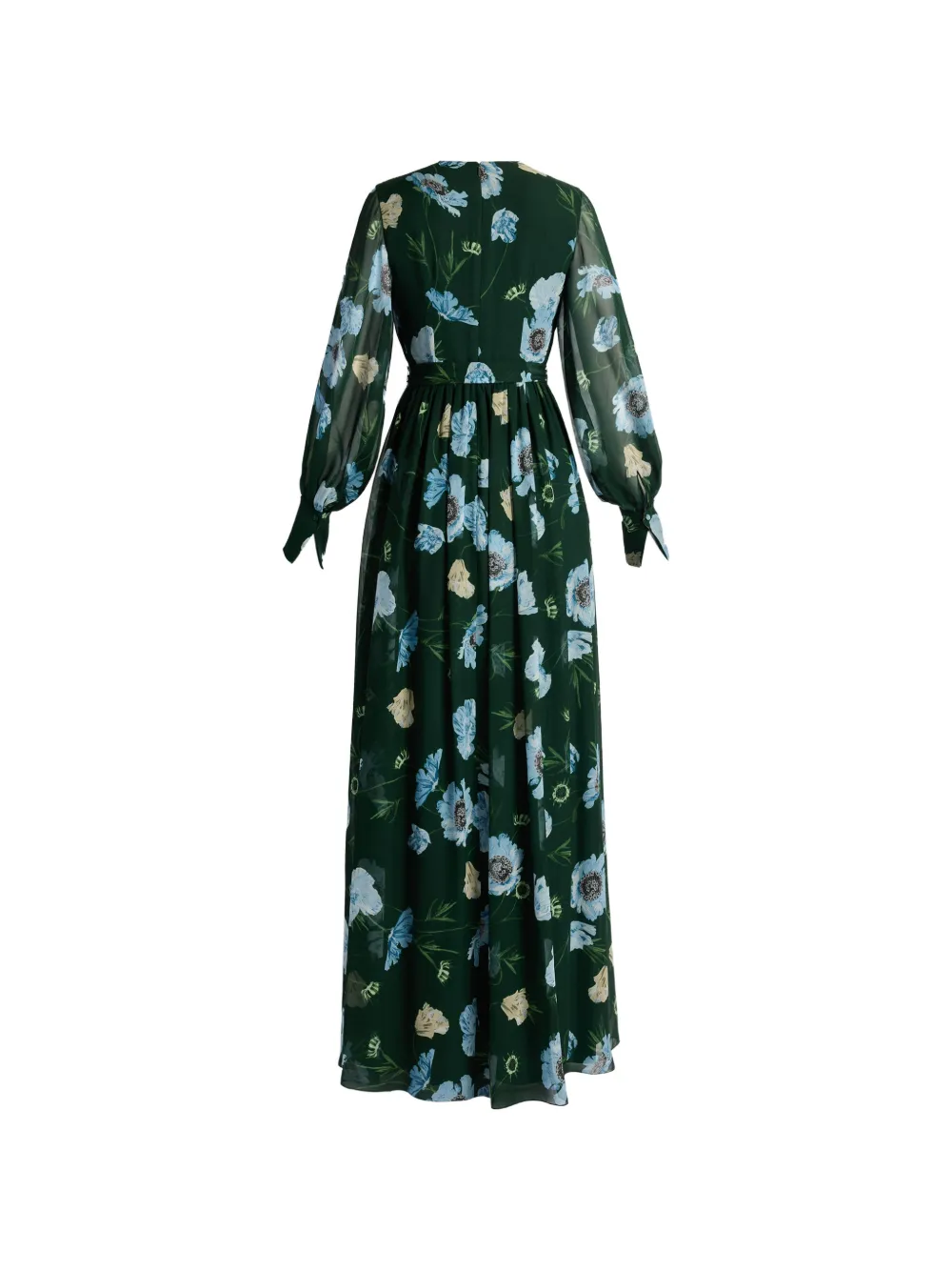 ERDEM Zijden avondjurk met bloemenprint Groen