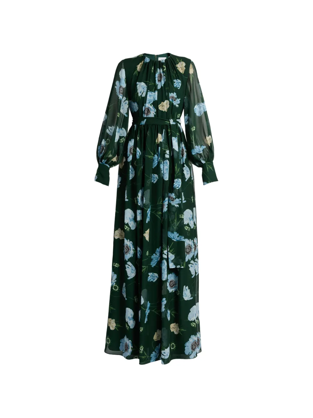 ERDEM floral-print silk maxi gown - Verde