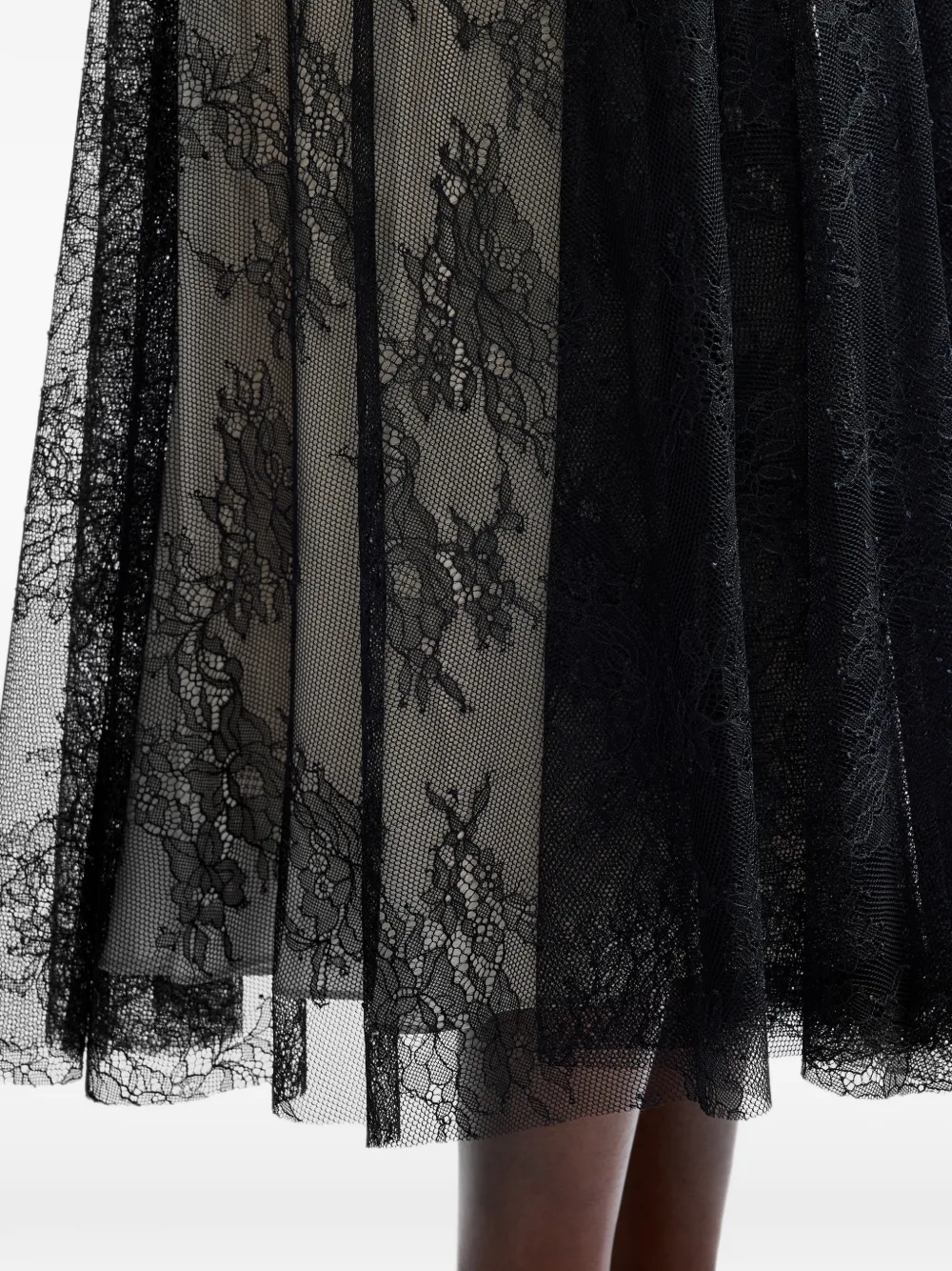 ERDEM floral-lace A-line midi skirt Zwart